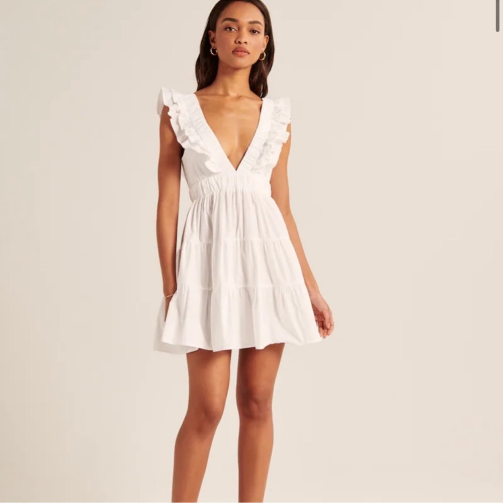Abercrombie & Fitch White Ruffle Mini Dress